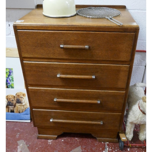 256 - Oak Art Deco chest of drawers - Approx. W:68cm D:44cm H:93cm