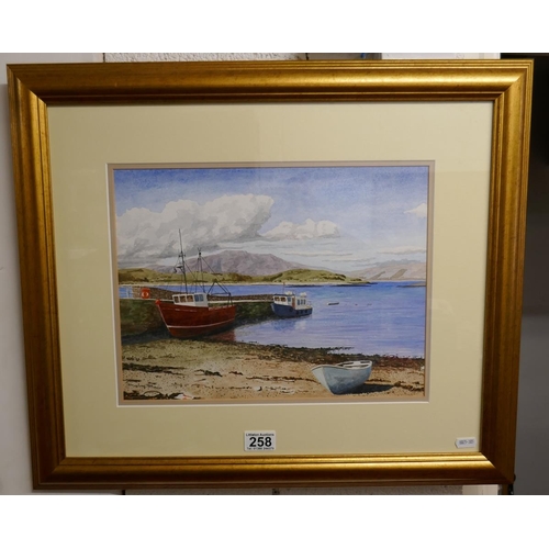 258 - Watercolour coastal scene signed Douglas Brown - Approx. IS 37cm x 28cm