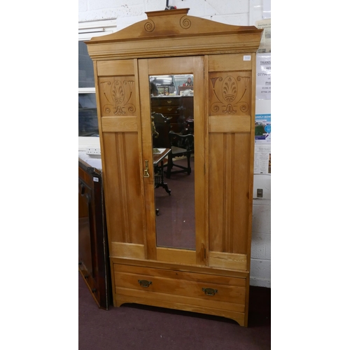 266 - Ash wardrobe with mirror - Approx. W:103cm D:50cm H:193cm