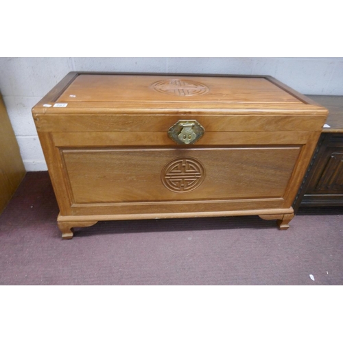 267 - Chinese camphor wood box with lock & key