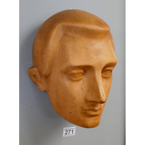 271 - 1930's earthenware male face mask