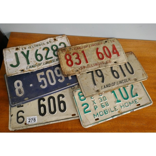 278 - Collection of vintage American number plates