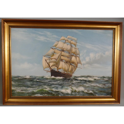 283 - Earl Collins oil on canvas - Ship at sea - Approx. IS 90cm x 60cm