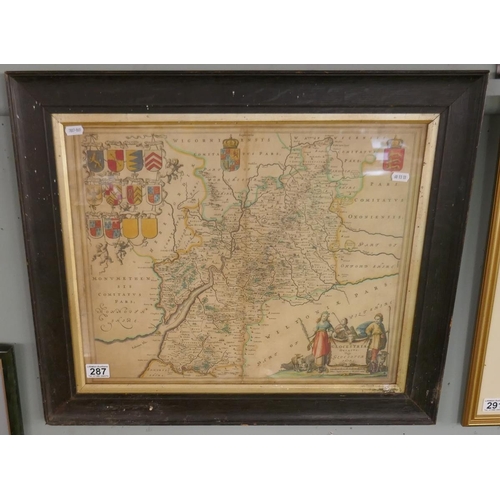 287 - Framed early map of Gloucester