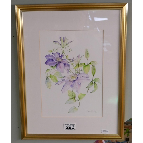 293 - Watercolour still life indistinct signature