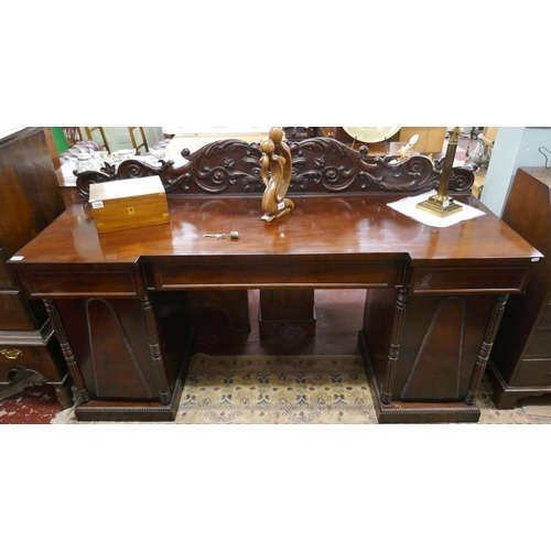 297 - Fine quality antique mahogany pedestal sideboard - Approx. W:199cm D:68cm H:123cm