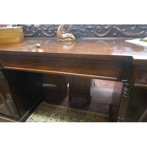 297 - Fine quality antique mahogany pedestal sideboard - Approx. W:199cm D:68cm H:123cm