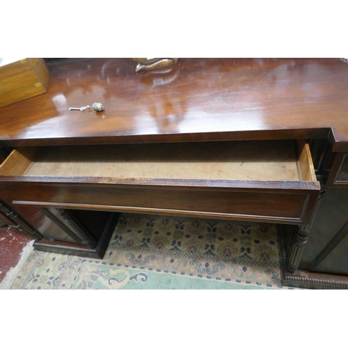 297 - Fine quality antique mahogany pedestal sideboard - Approx. W:199cm D:68cm H:123cm