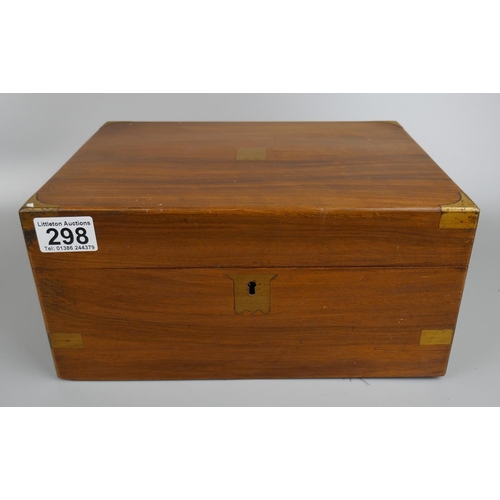 298 - Victorian mahogany writing box and contents