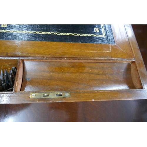 298 - Victorian mahogany writing box and contents