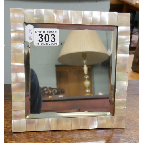 303 - Mother of pearl framed 1920s square mirror