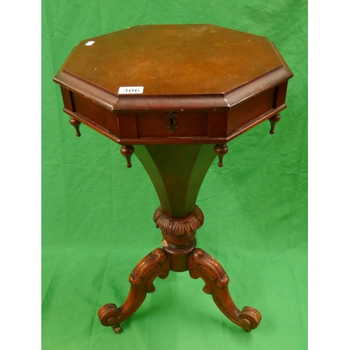 306 - Mahogany sewing tripod table