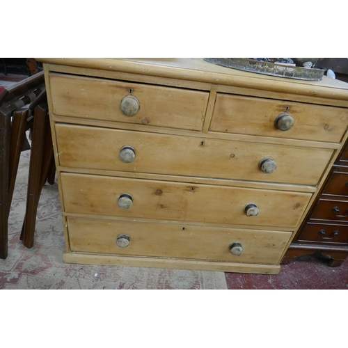 310 - Antique pine chest of 2 over 3 drawers - Approx. W:106cm D:47cm H:90cm