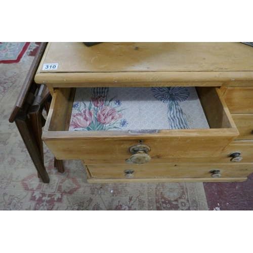 310 - Antique pine chest of 2 over 3 drawers - Approx. W:106cm D:47cm H:90cm