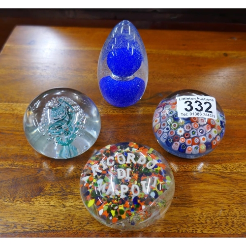 332 - Collection of 4 paperweights