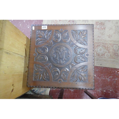 337 - Carved mahogany occasional table - Approx. L:45cm W:45cm H:59cm