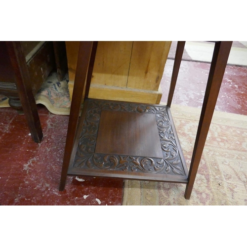 337 - Carved mahogany occasional table - Approx. L:45cm W:45cm H:59cm