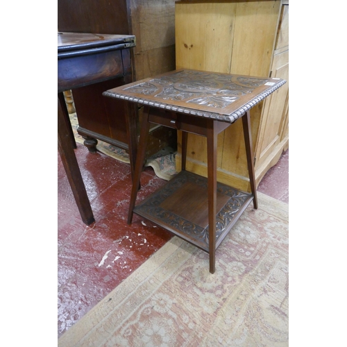 337 - Carved mahogany occasional table - Approx. L:45cm W:45cm H:59cm