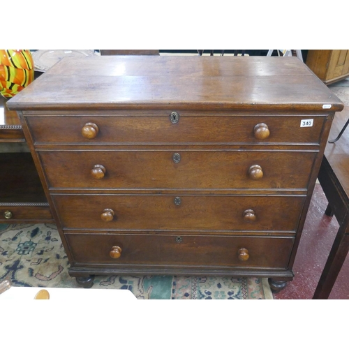 340 - Early oak country mule chest - Approx. W:105cm D:56cm H:101cm