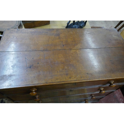 340 - Early oak country mule chest - Approx. W:105cm D:56cm H:101cm