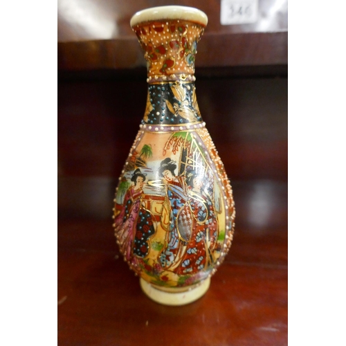 345 - 2 Chinese Satsuma vases - Approx. H of tallest:31cm