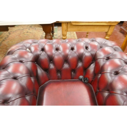 352 - Oxblood leather Chesterfield armchair