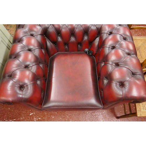 352 - Oxblood leather Chesterfield armchair