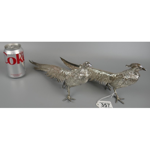 357 - Pair of silver plated pheasants