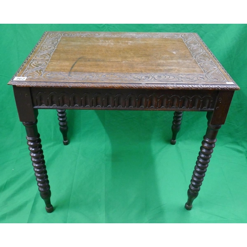 362 - Victorian oak occasional table with bobbin turned legs - Approx. L:77cm W:59cm H:70cm