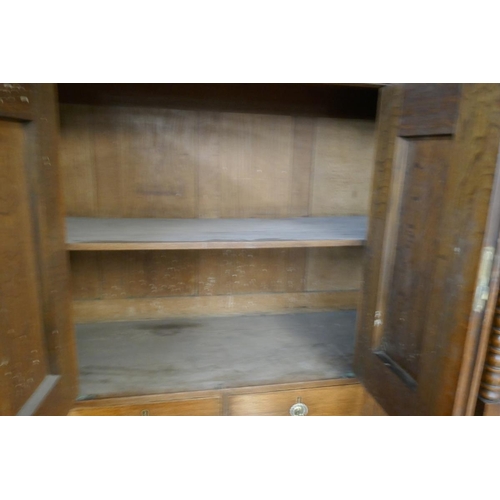 367 - Fine quality Arts and Crafts oak cabinet - Approx. W:129cm D:63cm H:186cm