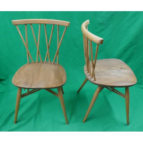 368 - Set of 5 Ercol Blonde Elm Candlestick back dining chairs