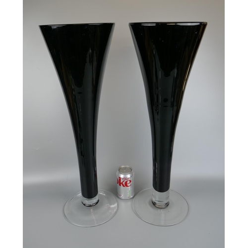 370 - Pair of tall red glass vases - Approx. H:63cm