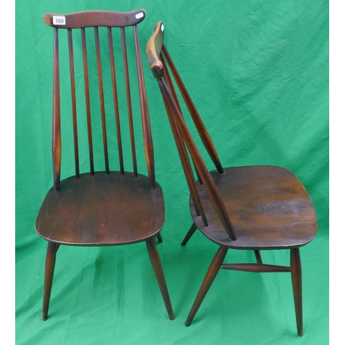 388 - Pair of stick back Ercol chairs