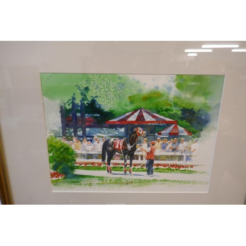 389 - Pair of horseracing watercolours