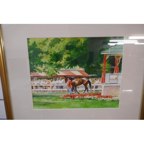 389 - Pair of horseracing watercolours