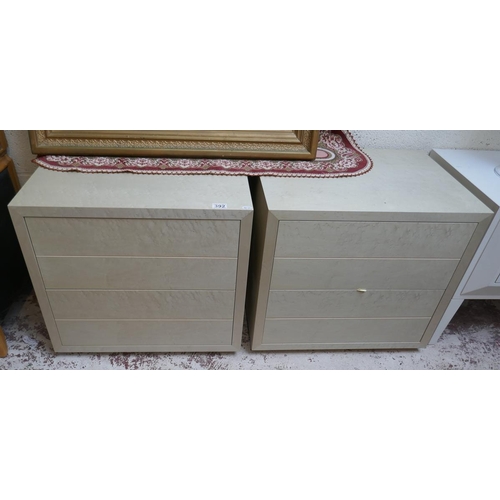 392 - Pair of bespoke bedside tables made from birds-eye maple veneer - Approx. W:62cm D:47cm H:58cm