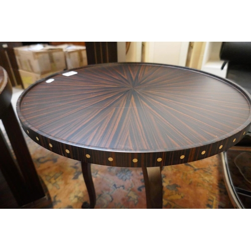 397 - Bespoke Mikasa ebony radial veneer with box wood inlay occasional table - Approx. D:51cm H:59cm