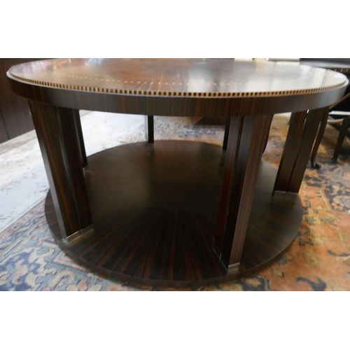 399 - Bespoke Mikasa ebony radial veneer with box wood inlay coffee table - Approx. D:120cm H:60cm