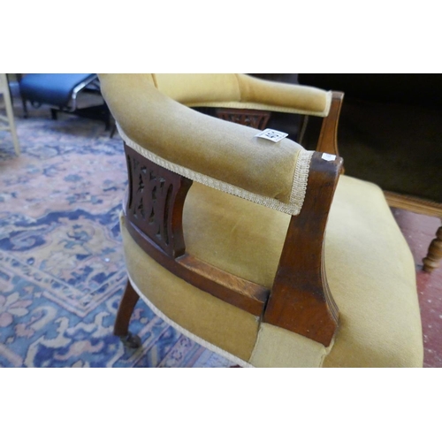 401 - Edwardian tub chair with gold fabric upholstery