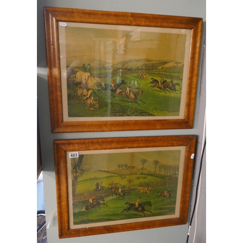 403 - 2 early framed hunting prints