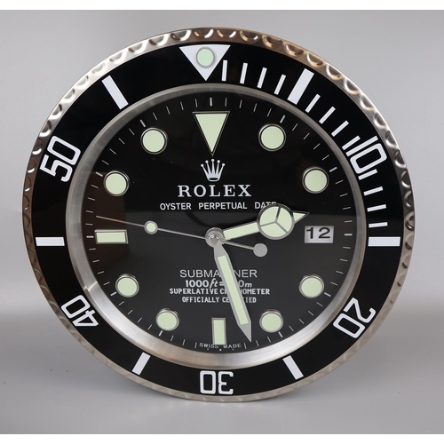 48 - Reproduction Rolex advertising clock with sweeping second hand