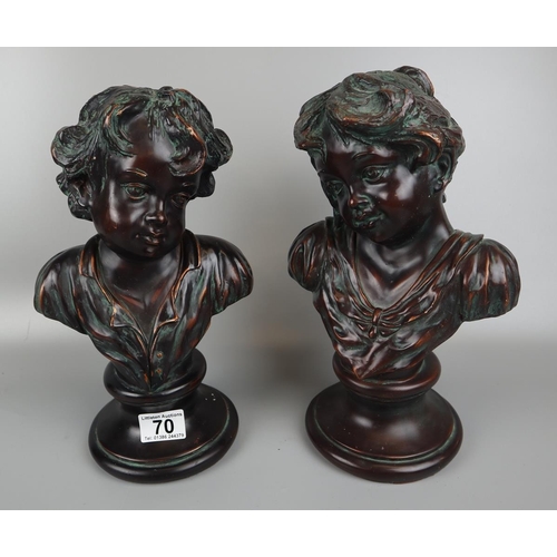 70 - Boy & girl bust - Approx. H: 31cm