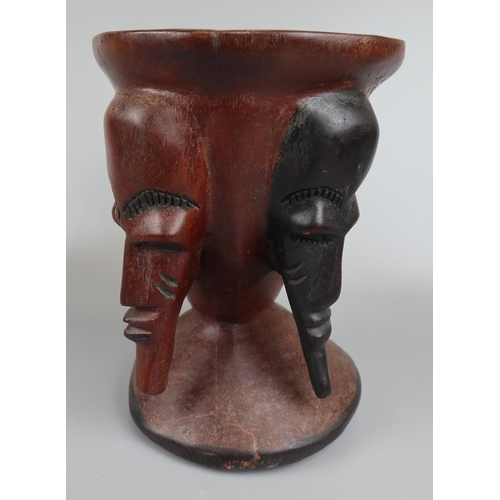 72 - Hand carved African tribal head vase - Approx. H: 22cm