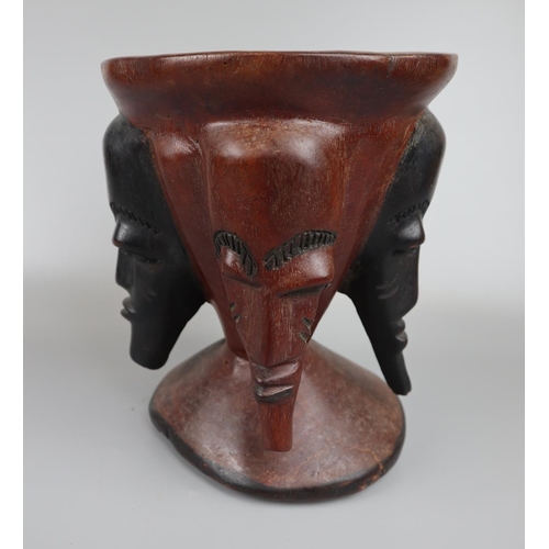 72 - Hand carved African tribal head vase - Approx. H: 22cm