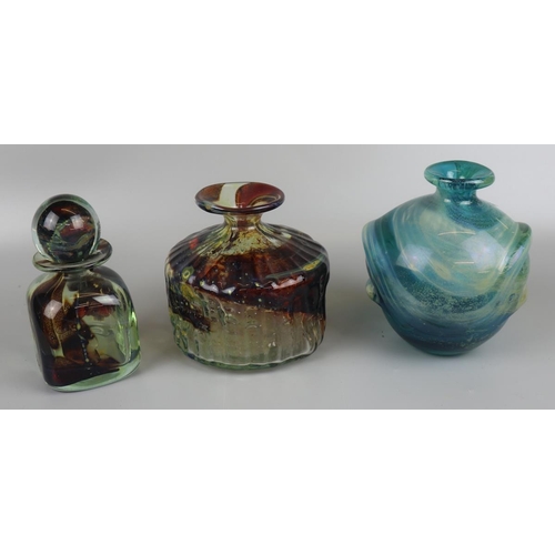 74 - 3 pieces of Mdina glass