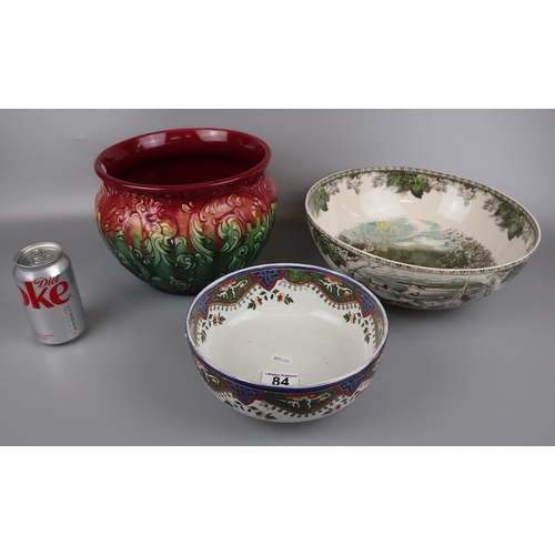 84 - Victorian jardinière and 2 fruit bowls