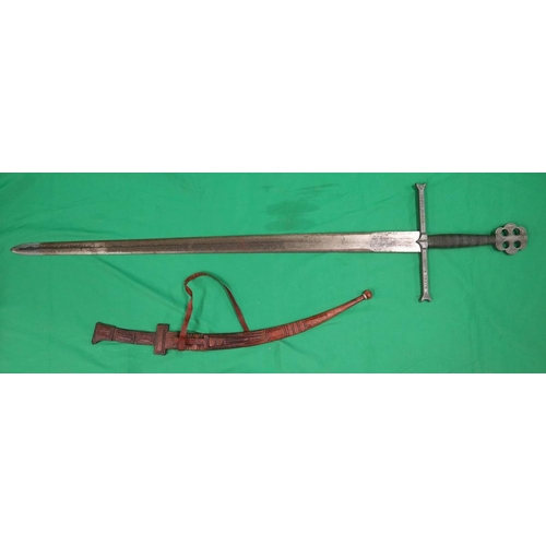 85 - African sword and dagger in sheath & replica crusaders sword