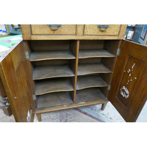 174 - Edwardian oak stationary cupboard - Approx. W:89cm D:32cm H:112cm