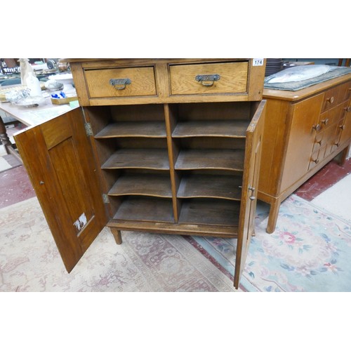 174 - Edwardian oak stationary cupboard - Approx. W:89cm D:32cm H:112cm