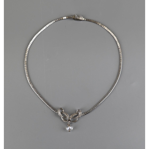 107 - Silver diamante and crystal necklace